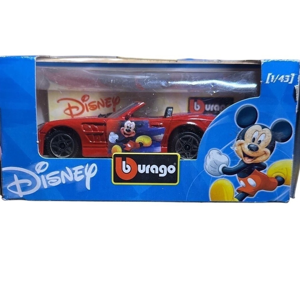 Bburago Disney Collection Mickey Mouse‎ Red Convertible Die Cast Car 1/43 Italy